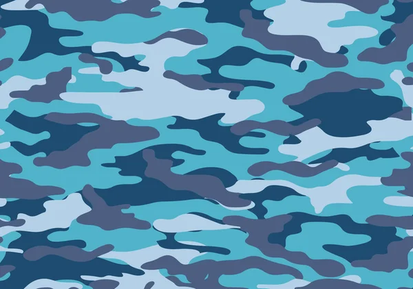 Kamuflaj desen arka plan. mavi renk stili. Yapraklar ve dallar şekiller. Askeri ordu camo arka plan. Woodland tarzı. vektör çizim.