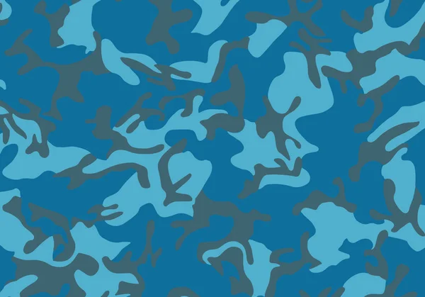 夏季军队伪装的载体背景图案 蓝色的花纹 与树叶和枝条的形状的伪装图案 林地风格 — 图库矢量图片