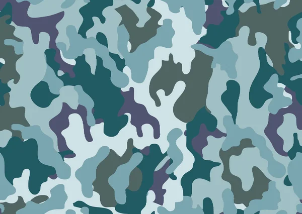 Abstrakter Militärischer Oder Jagdlicher Tarnhintergrund Woodland Camo Textur Vektor Blauton — Stockvektor