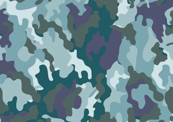 Abstract Military Hunting Camouflage Background Woodland Camo Texture Vector Blue — Stock Vector