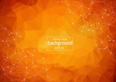Geometrik Turuncu Poligonal arka plan molekülü ve iletişim. Noktalarla birleştirilmiş çizgiler. Minimalizm geçmişi. Bilim, kimya, biyoloji, tıp, teknoloji kavramı.