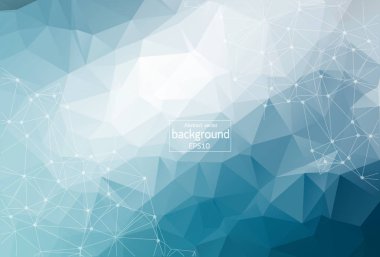 Geometrik ışık mavi poligonal arka plan molekül ve iletişim. Bağlantılı çizgilerin noktalı. Minimalizm arka plan. Bilim, kimya, biyoloji, tıp, teknoloji kavramı.