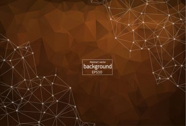 Geometrik Kahverengi Çokgen arka plan molekülü ve iletişim. Noktalarla birleştirilmiş çizgiler. Minimalizm geçmişi. Bilim, kimya, biyoloji, tıp, teknoloji kavramı.