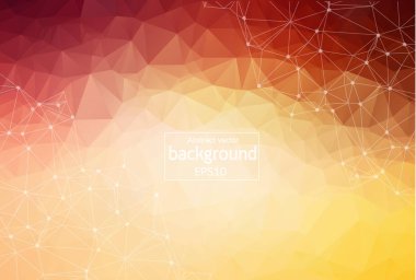 3D soyut Çokgen alanı düşük poli noktalar ve çizgiler - bağlantı yapısı - fütüristik Hud arka plan bağlamak ile turuncu arka plan