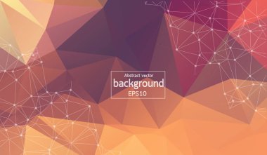 Bağlantılı noktalar ve çizgiler, bağlantı yapısı, fütüristik hud arka plan, vektör çizim ile soyut poligonal kahverengi arka plan