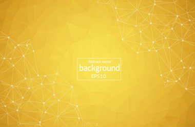 Soyut koyu turuncu geometrik poligonal arka plan molekül ve iletişim. Bağlantılı çizgilerin noktalı. Bilim, kimya, biyoloji, tıp, teknoloji kavramı.