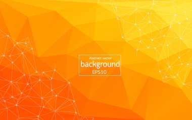 Soyut parlak turuncu teknoloji arka plan - noktalı çizgiler bağlı