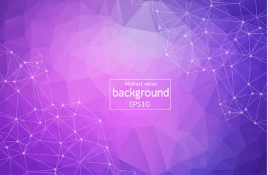 Geometrik Mor Çokgen arka plan molekülü ve iletişim. Noktalarla birleştirilmiş çizgiler. Minimalizm geçmişi. Bilim, kimya, biyoloji, tıp, teknoloji kavramı.