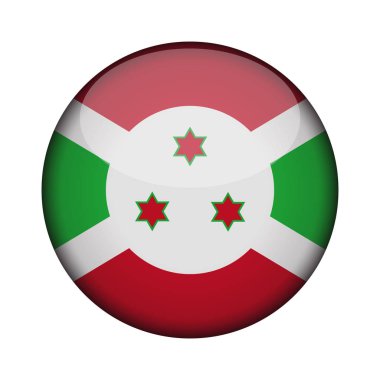 Burundi bayrağı parlak düğme simgesinin yuvarlak. burundi amblemi beyaz arka plan üzerinde izole. İşareti Ulusal kavramı. Bağımsızlık günü. Vektör çizim.
