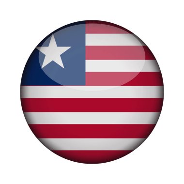 Liberya bayrağı parlak düğme simgesinin yuvarlak. Liberya amblemi beyaz arka plan üzerinde izole. İşareti Ulusal kavramı. Bağımsızlık günü. Vektör çizim.