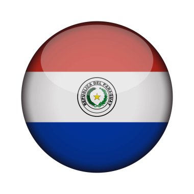 Paraguay bayrağı parlak düğme simgesinin yuvarlak. paraguay amblemi beyaz arka plan üzerinde izole. İşareti Ulusal kavramı. Bağımsızlık günü. Vektör çizim.