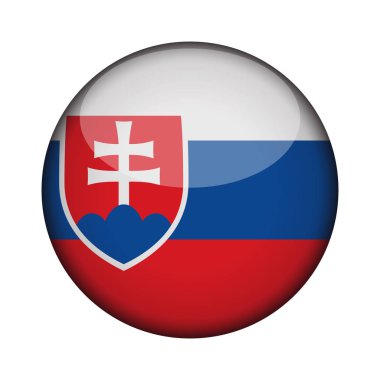 Slovakya bayrağı parlak düğme simgesinin yuvarlak. Slovakya amblemi beyaz arka plan üzerinde izole. İşareti Ulusal kavramı. Bağımsızlık günü. Vektör çizim.