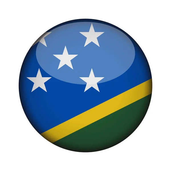 ソロモン諸島の旗光沢のあるアイコンのボタンをラウンドします ソロモン諸島のエンブレムが白い背景で隔離 国家概念の標識です 独立記念日 ベクトル図 — ストックベクタ