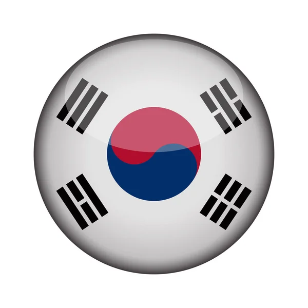 South Korea Bandera Botón Redondo Brillante Del Icono Emblema Corea — Vector de stock