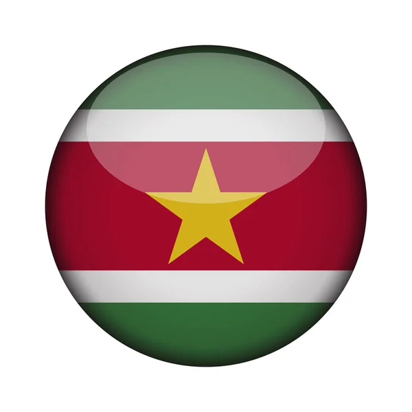 Suriname Bandera Brillante Botón Redondo Del Icono Emblema Surinam Aislado — Vector de stock