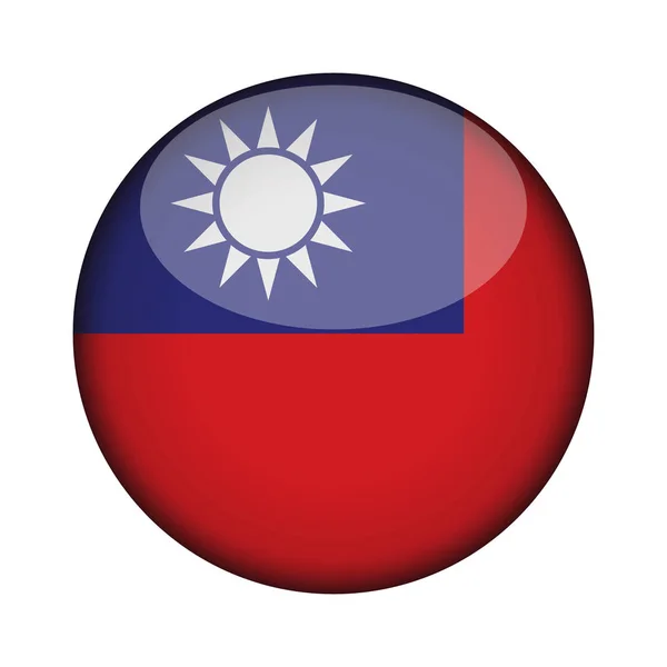 Taiwan Bandera Brillante Botón Redondo Del Icono Emblema Taiwan Aislado — Archivo Imágenes Vectoriales