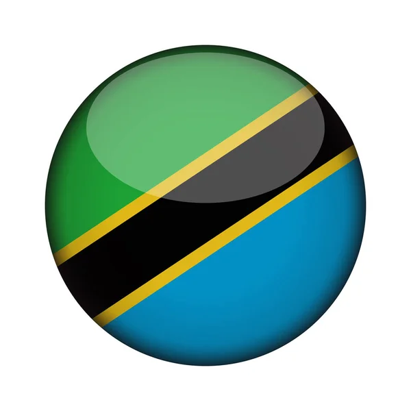 Tanzania Bandeira Brilhante Botão Redondo Ícone Emblema Tanzania Isolado Fundo —  Vetores de Stock