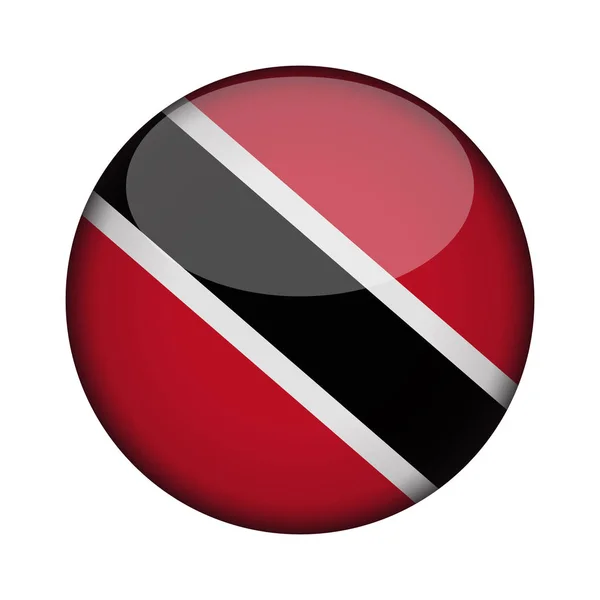 Vlag Van Trinidad Tobago Een Glossy Ronde Knop Van Pictogram — Stockvector