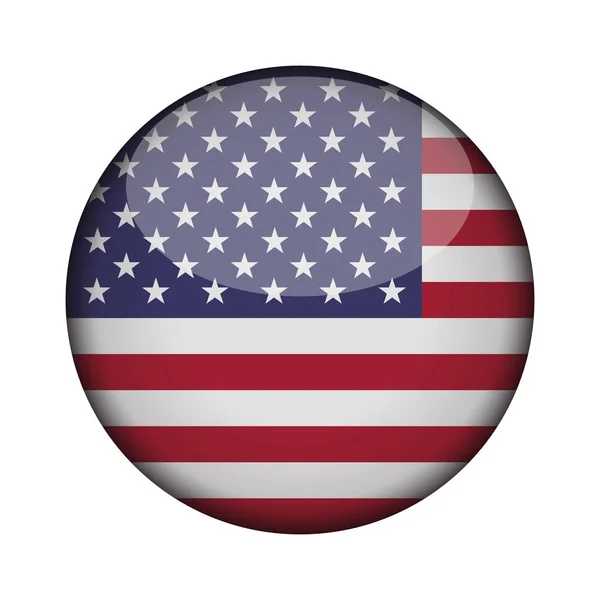 Verenigde Staten Vlag Glanzende Ronde Knop Van Pictogram Verenigde Staten — Stockvector
