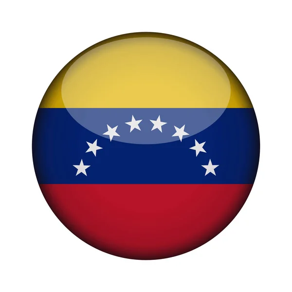 Venezuela Lobogója Fényes Kerek Gomb Ikon Venezuela Jelkép Elszigetelt Fehér — Stock Vector