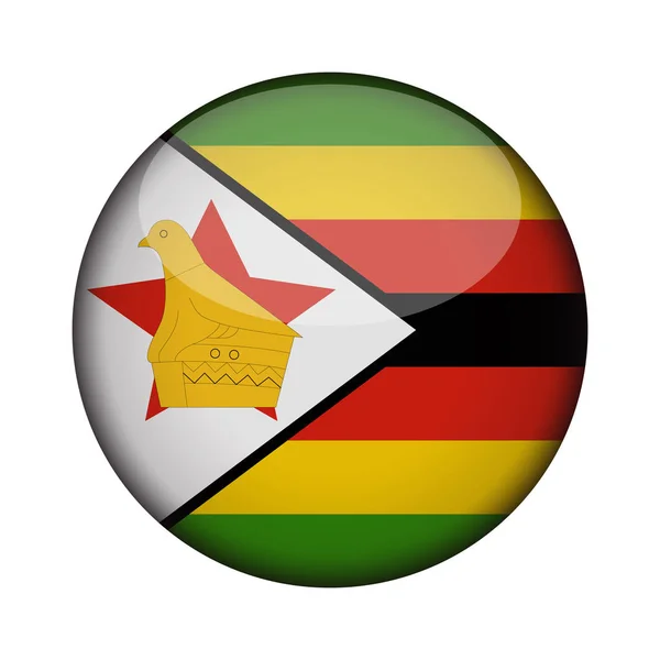 Zimbabwe Bandeira Brilhante Botão Redondo Ícone Emblema Zimbabwe Isolado Fundo —  Vetores de Stock