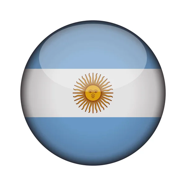 Argentina Flag Glossy Button Icon Argentina Emblem Isolated White Background — Stock Vector