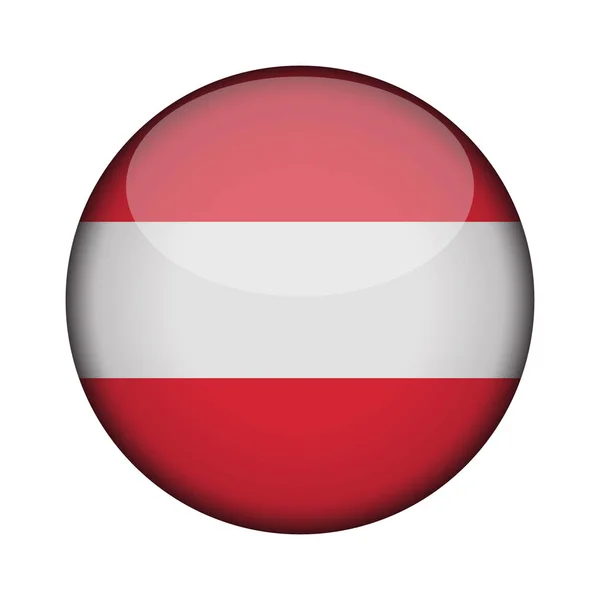 Austria Drapeau Bouton Rond Brillant Icône Emblème Austria Isolé Sur — Image vectorielle