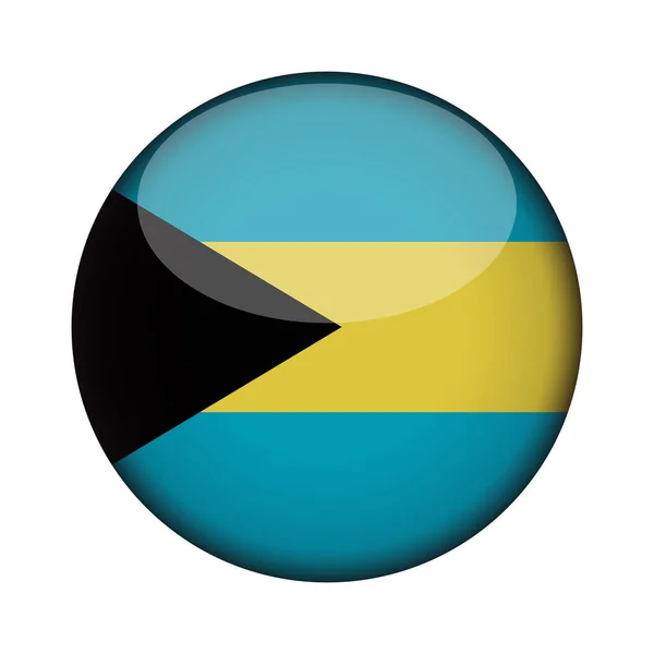 Bahamas Bandera Brillante Botón Redondo Del Icono Emblema Bahamas Aislado — Vector de stock