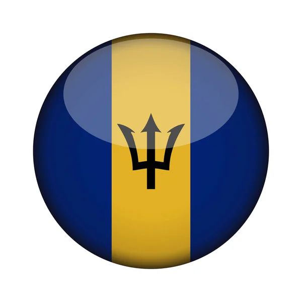 Barbados Bandiera Pulsante Rotondo Lucido Dell Icona Emblema Barbados Isolato — Vettoriale Stock