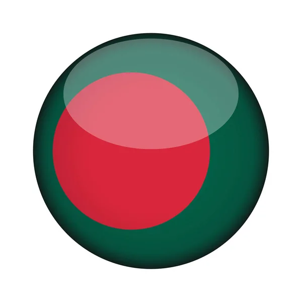 光沢のある バングラデシュの国旗アイコンのボタンをラウンドします バングラデシュのエンブレムは 白い背景で隔離 国家概念の標識です 独立記念日 ベクトル図 — ストックベクタ
