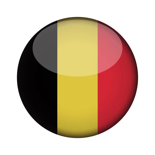 Belgium Bandeira Brilhante Botão Redondo Ícone Emblema Bélgica Isolado Fundo — Vetor de Stock