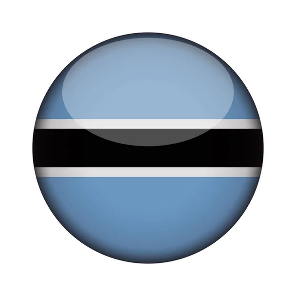 Botswana Flag Glossy Button Icon Botswana Emblem Isolated White Background — Stock Vector