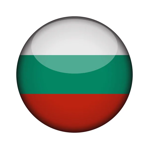 Bulgaria Flag Glossy Button Icon Bulgaria Emblem Isolated White Background — Stock Vector