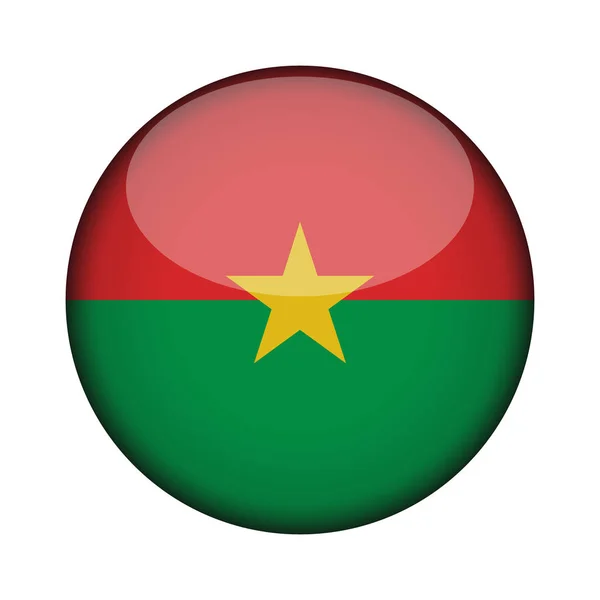 Vlajka Burkiny Faso Lesklé Kulaté Tlačítko Ikony Burkina Faso Státní — Stockový vektor