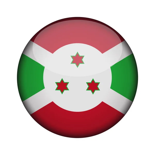 Vlag Van Burundi Glanzend Ronde Knop Van Pictogram Burundi Embleem — Stockvector