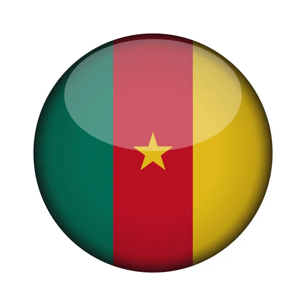 Прапор Камеруну Глянцевими Круглі Кнопки Піктограми Герб Камеруну Ізольовані Білому — стоковий вектор