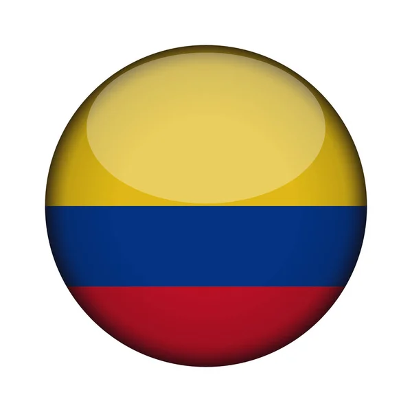 Kolumbianische Flagge Glänzend Rundem Knopf Der Ikone Kolumbien Emblem Isoliert — Stockvektor