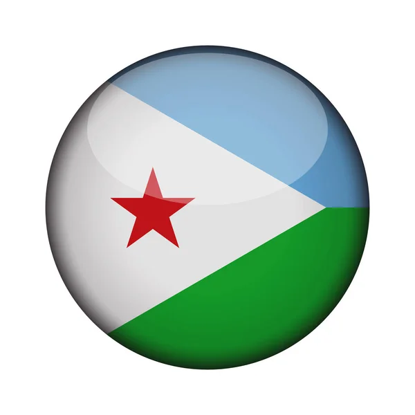 Djibouti Bandera Brillante Botón Redondo Del Icono Emblema Djibouti Aislado — Vector de stock