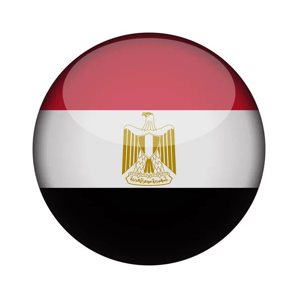 Egypt Bandiera Pulsante Rotondo Lucido Icona Emblema Egiziano Isolato Sfondo — Vettoriale Stock