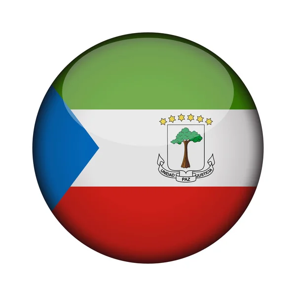 Guinée Équatoriale Drapeau Bouton Rond Brillant Icône Guinée Équatoriale Emblème — Image vectorielle