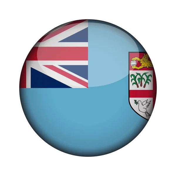 Fiji Bandeira Brilhante Botão Redondo Ícone Fiji Emblema Isolado Fundo — Vetor de Stock