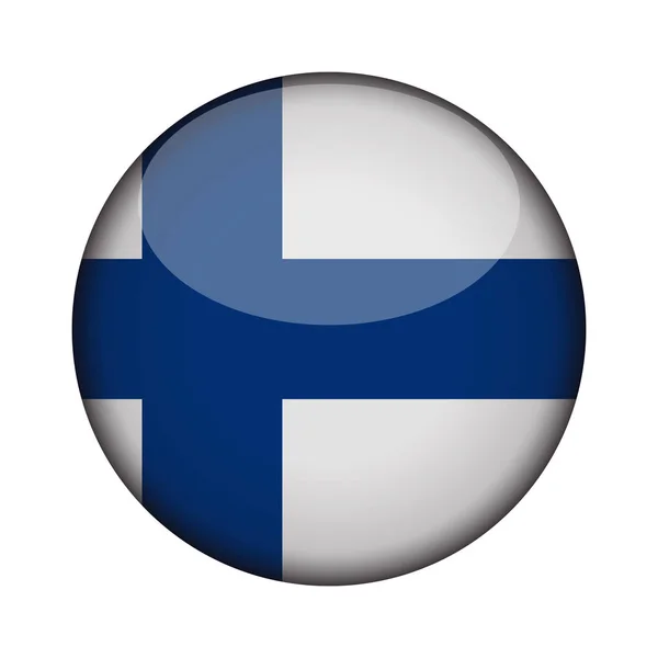 Finland Flag Glossy Button Icon Finland Emblem Isolated White Background — Stock Vector