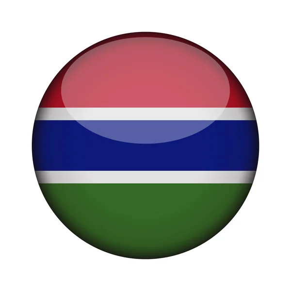 Gambia Bandera Brillante Botón Redondo Del Icono Emblema Gambia Aislado — Vector de stock