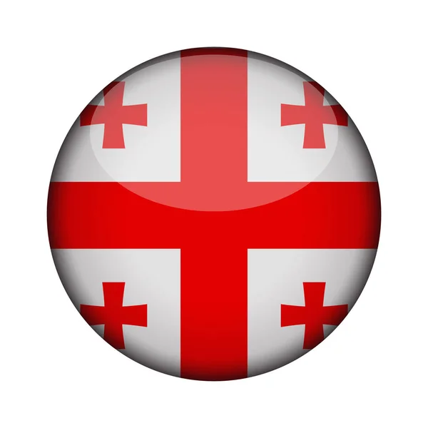 Georgia Bandera Brillante Botón Redondo Del Icono Georgia Emblema Aislado — Archivo Imágenes Vectoriales