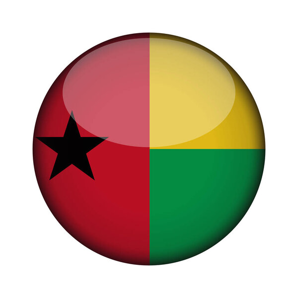 guinea bissau Flag in glossy round button of icon. guinea bissau emblem isolated on white background. National concept sign. Independence Day. Vector illustration.