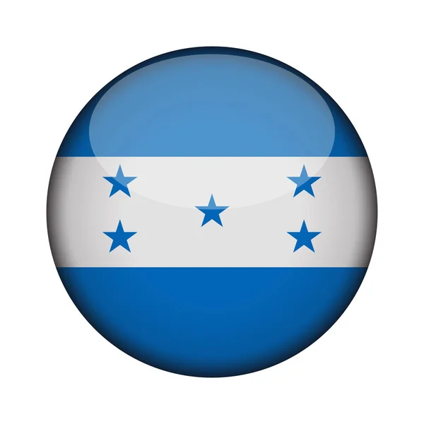 Honduras Drapeau Bouton Rond Brillant Icône Emblème Honduras Isolé Sur — Image vectorielle