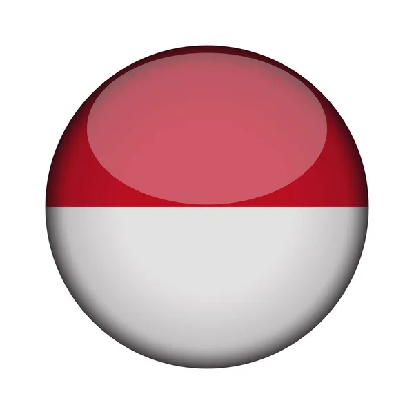 Indonesien Flagge Glänzend Rundem Knopf Der Ikone Indonesien Emblem Isoliert — Stockvektor
