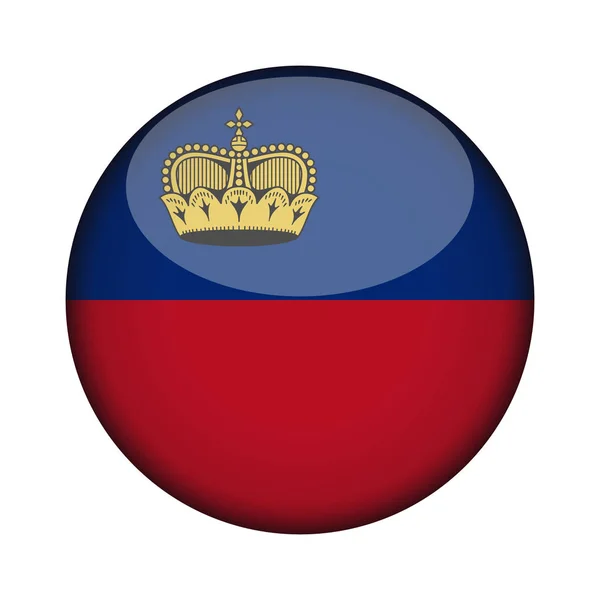 Liechtenstein Fahne Hochglanz Rundknopf Der Ikone Liechtenstein Emblem Isoliert Auf — Stockvektor