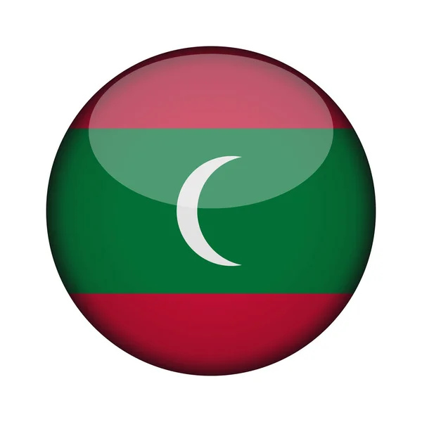 Malediven Flagge Glänzend Rundem Knopf Des Symbols Malediven Emblem Isoliert — Stockvektor