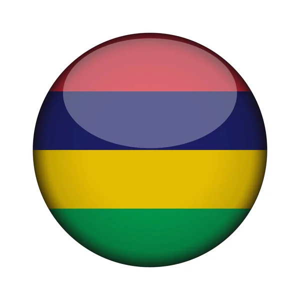 Mauritius Flagge Glänzend Rundem Knopf Der Ikone Mauritius Emblem Isoliert — Stockvektor